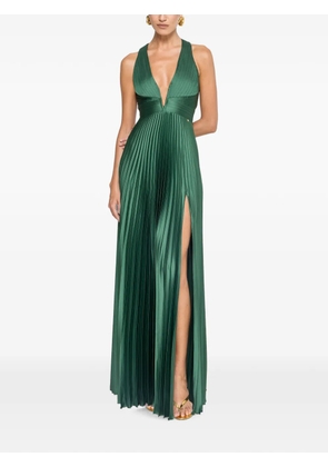 NISSA pleated satin maxi dress - Green