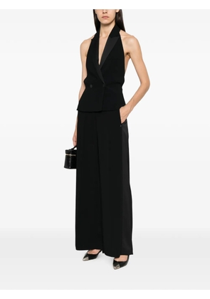 Patrizia Pepe tuxedo-style satin-lapel top - Black