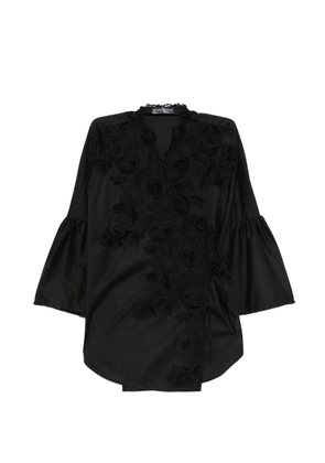 Ermanno Scervino lace-embellished ruffled-sleeve blouse - Black