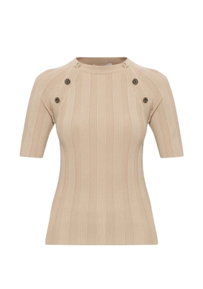 Sportmax Radura button-detail ribbed T-shirt - Neutrals