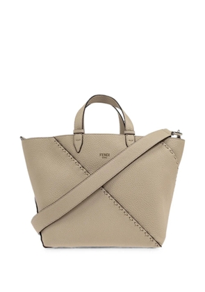FENDI Selleria whipstitch leather tote bag - Neutrals