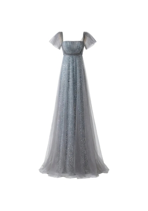 Gemy Maalouf sequin-embellished puffed-sleeve maxi dress - Grey