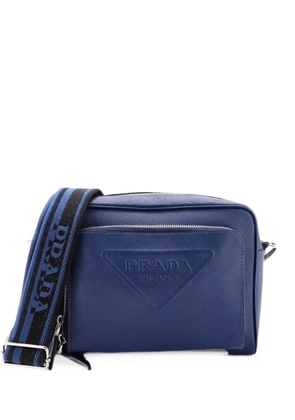Prada Pre-Owned Triangle Logo Messenger Bag Embossed Saffiano Leather Small crossbody bag - Blue
