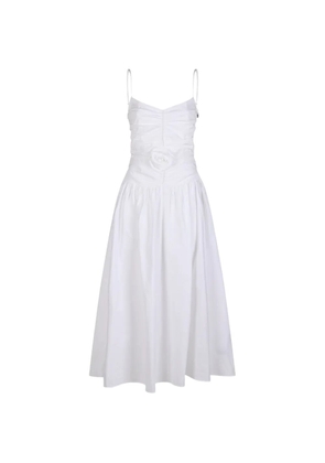 ROTATE BIRGER CHRISTENSEN flower-detail ruched midi dress - White