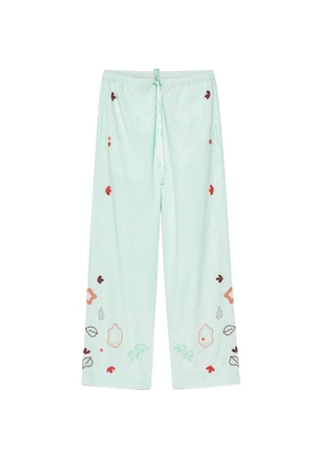 Forte Forte embroidered drawstring-waist trousers - Blue