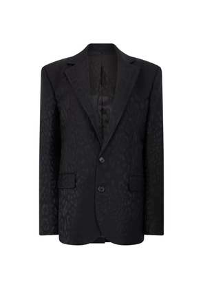 Roberto Cavalli leopard-jacquard notched-lapel jacket - Black