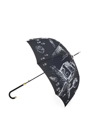 Moschino sketch-print curved-handle umbrella - Black