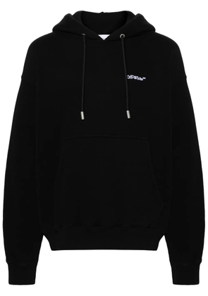 Off-White logo-embroidered organic-cotton hoodie - Black