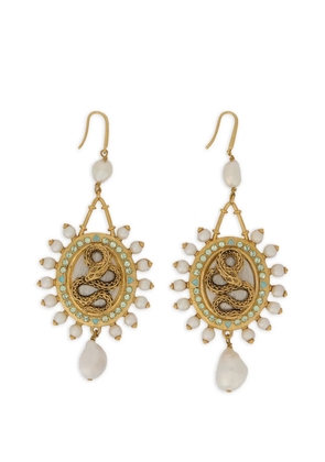 Roberto Cavalli snake-motif pearl-embellished earrings - Gold