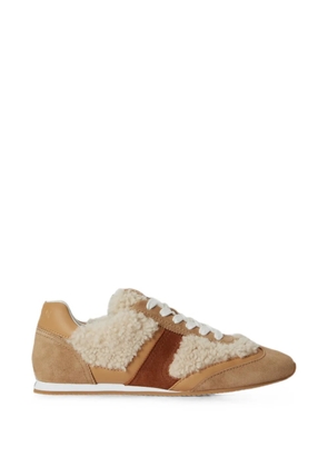 Lauren Ralph Lauren shearling-trim suede sneakers - Neutrals
