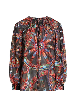 Dolce & Gabbana Carretto-print devoré twill top - Black