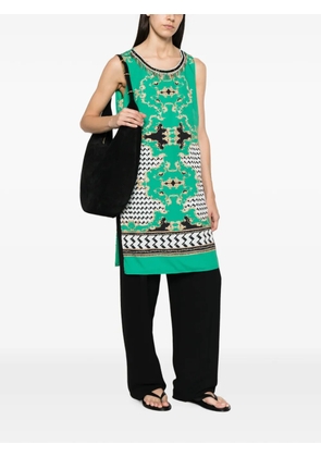 TWINSET bead-embellished baroque-print top - Green