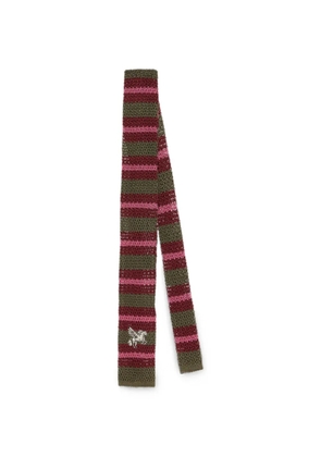 ETRO Pegaso-embroidered striped tie - Green