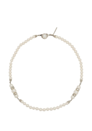 Alessandra Rich embellished pearl necklace - Silver