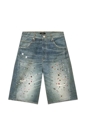 Purple Brand jewel-embellished digital-print denim shorts - Blue