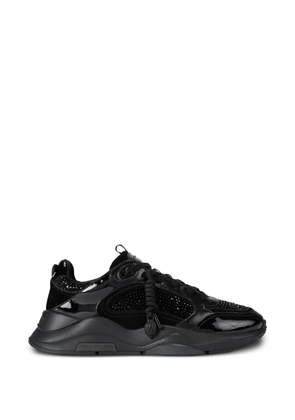 Kurt Geiger London Royston crystal-embellished patent-leather sneakers - Black