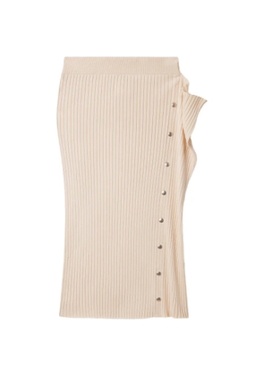 Stella McCartney ribbed-knit press-stud midi skirt - Neutrals