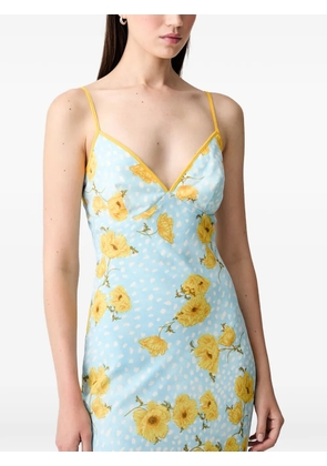 NEVER FULLY DRESSED floral-print rosette-detail maxi dress - Blue