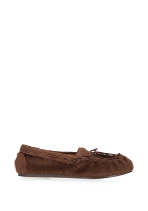 P.A.R.O.S.H. calf-hair bow-detail loafers - Brown