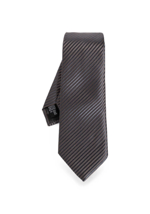 Giorgio Armani diagonal-stripe silk tie - Brown