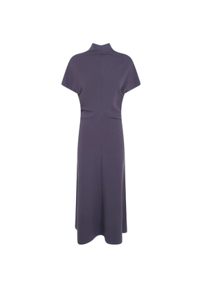 DRHOPE high-neck gathered-waist midi dress - Purple