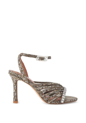 Kurt Geiger London crystal-embellished houndstooth sandals - Brown
