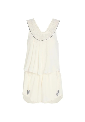 ISABEL MARANT Nilany lace-panel pleated playsuit - Neutrals