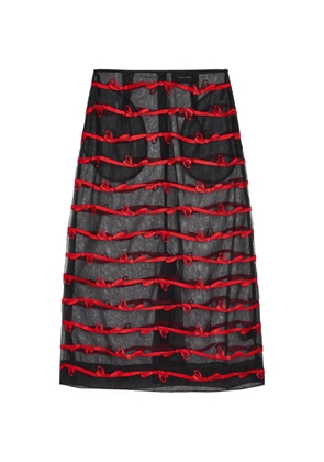 Simone Rocha bow-embellished tulle midi skirt - Black