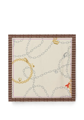 Patrizia Pepe chain-print logo-border scarf - Neutrals
