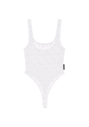 Marine Serre square neck sleeveless bodysuit - White