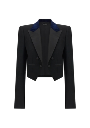 TOM FORD satin-lapel cropped blazer - Black