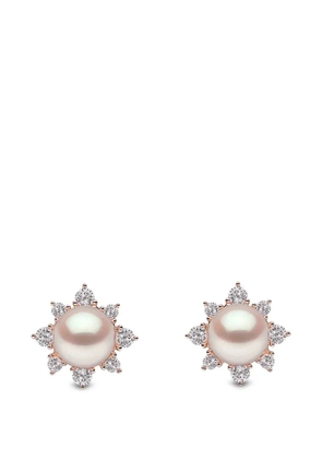 Yoko London freshwater pearl and diamond star earrings - Pink