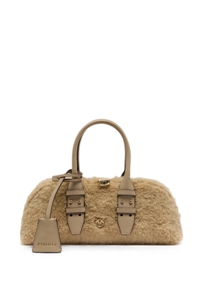 PINKO faux-shearling buckle-detail tote bag - Neutrals