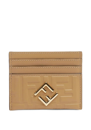 FENDI FF Diamonds leather cardholder - Neutrals