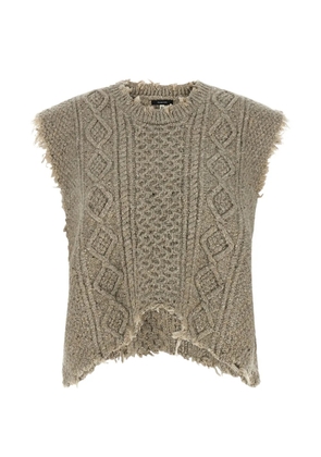 R13 cable-knit frayed vest - Grey