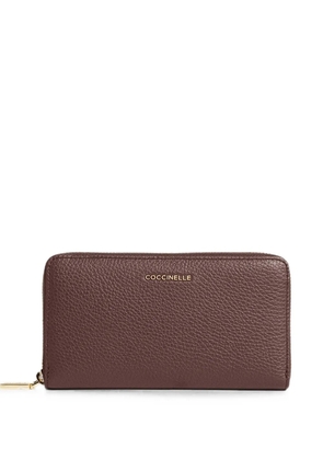 Coccinelle Metallic grained-leather wallet - Brown