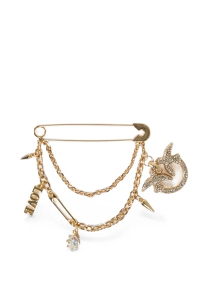 PINKO Love Birds chain-link brooch - Gold