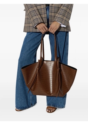 Yuzefi XL Mochi croc-effect calf leather tote bag - Brown