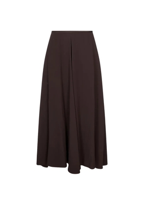 Agnona satin-trim midi A-line skirt - Brown