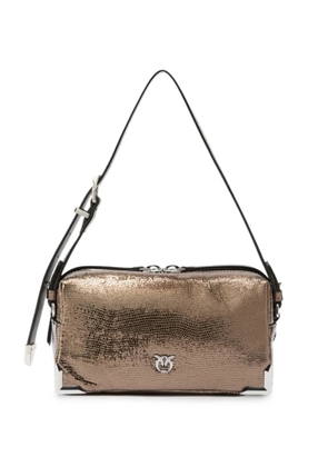 PINKO Love Birds snakeskin-effect shoulder bag - Brown