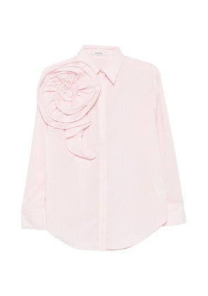 Dorothee Schumacher floral-appliqué pinstripe shirt - Pink