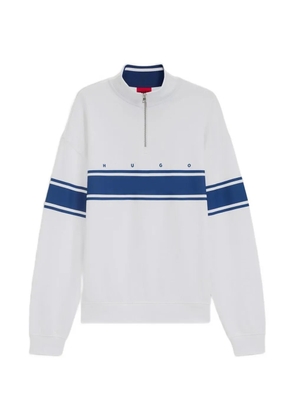 HUGO stripe-detail half-zip sweatshirt - White