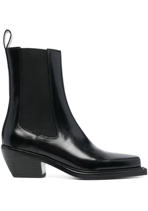 SANDRO stacked-heel leather ankle boots - Black