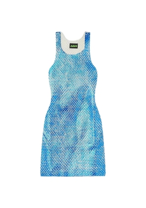AGR foiled crocheted mini dress - Blue