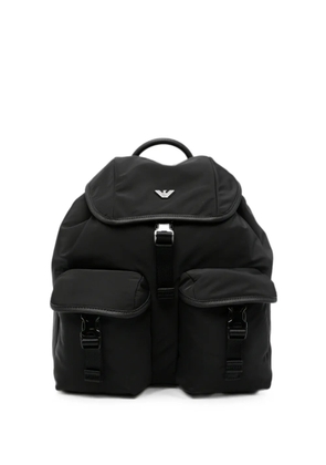 Emporio Armani logo-plaque buckled backpack - Black