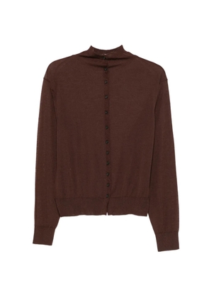 Alysi button-up mock-neck cardigan - Brown