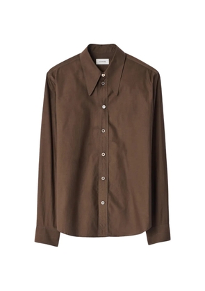 LEMAIRE pointed collar shirt in washed cotton silk - Brown