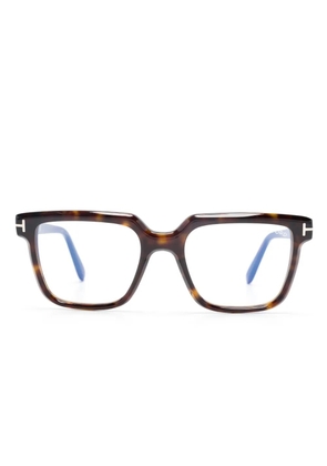 TOM FORD Eyewear tortoiseshell-effect square-frame glasses - Brown