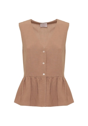 EMME ruffle-hem V-neck top - Neutrals