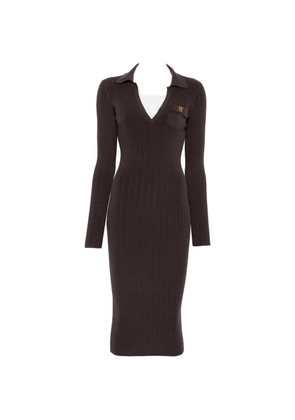Elisabetta Franchi ribbed-knit long-sleeve midi dress - Brown